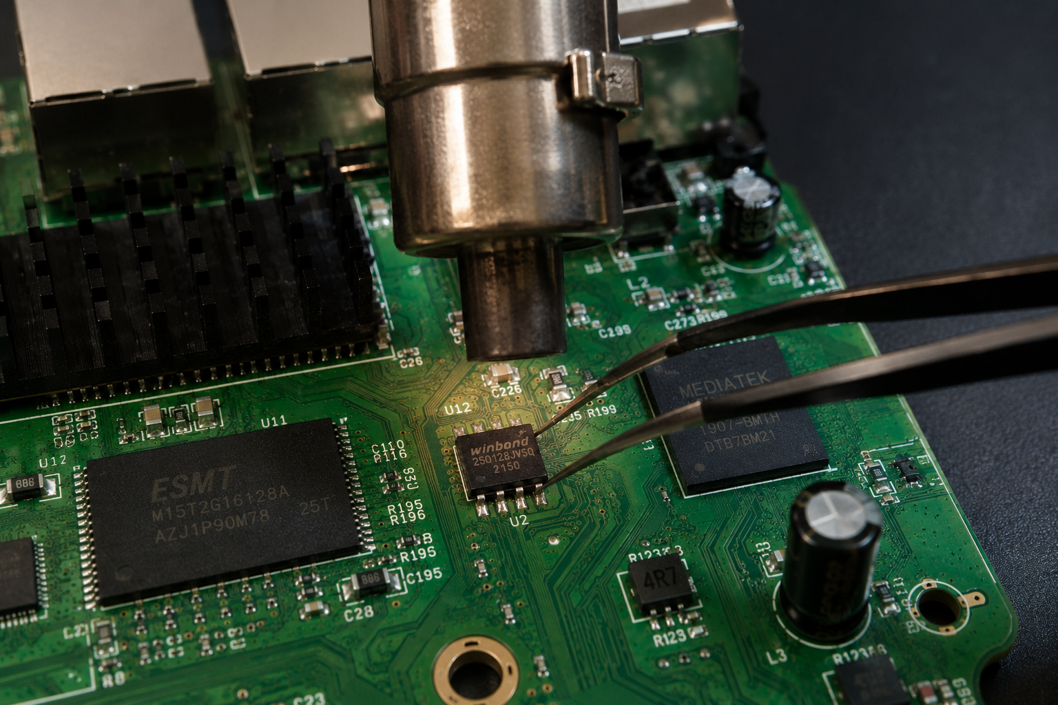 Chip-off process – hot air station @ 380°C